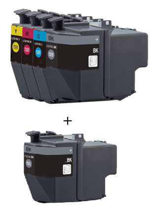 Compatible Brother LC3217 full Set of 4 Inks + EXTRA BLACK (2 x Black,1 x Cyan,Magenta,Yellow)
